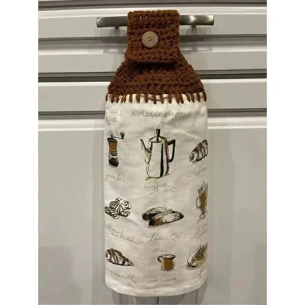 Crochet Top Kitchen Towel- Coffee Themed
